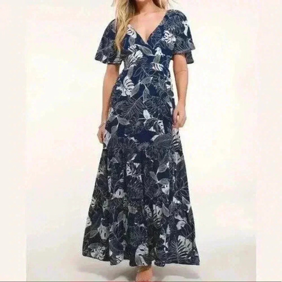 Lulus Savanna Navy Blue Floral Maxi Dress - Picture 1 of 8